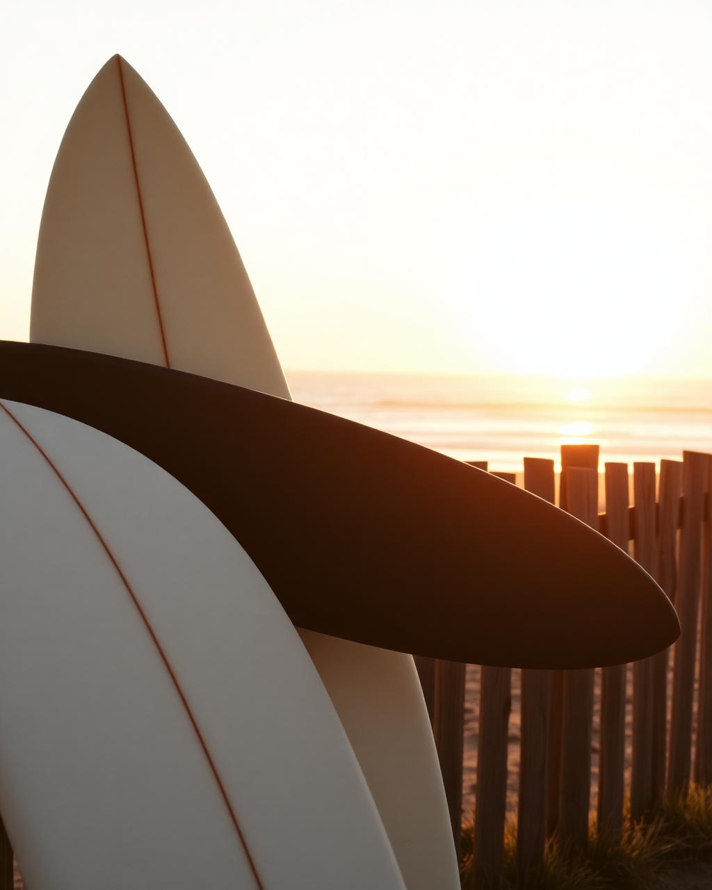 Surfboards at sunset